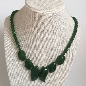Genuine Green Jade Gemstone Beaded Necklace